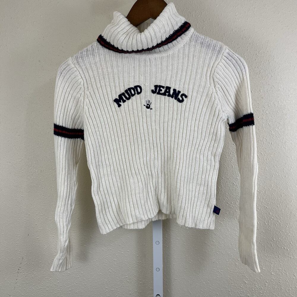 Vintage Mudd Jeans Y2K Ribbed Turtleneck Sweater Girls M Preppy Logo